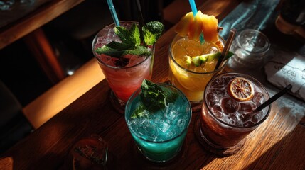 Fototapeta premium Refreshing cocktail mixology event bar lounge beverage photography cozy atmosphere close-up view summer vibes