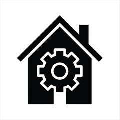 Smart Home Gear Icon Silhouette