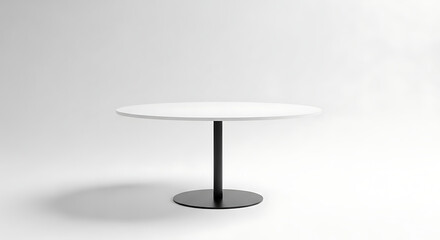 Modern Minimalist Round Dining Table White Top, Black Base