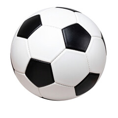 Obraz premium Modern Black and White Soccer Ball Spinning Mid-Air, Transparent Background”