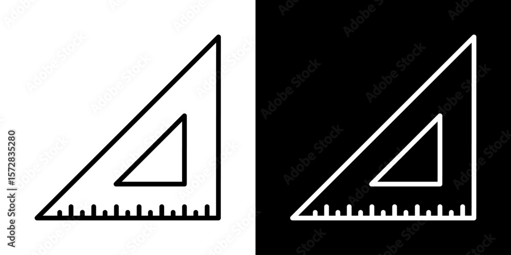 Aufkleber set square triangle ruler outline vector math icon geometry drafting
