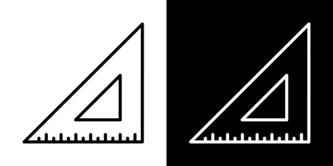 Set Square Triangle Ruler Outline Vector Math Icon Geometry Drafting