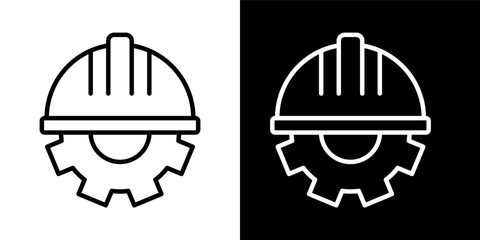 Hard Hat Gear Outline Vector Engineering Icon Industry Safety