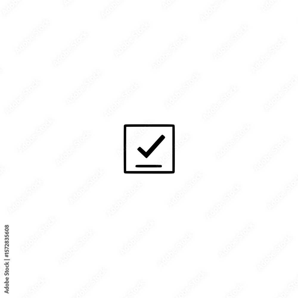 Poster check mark inside square box icon for approval task completion and confirmation interface design