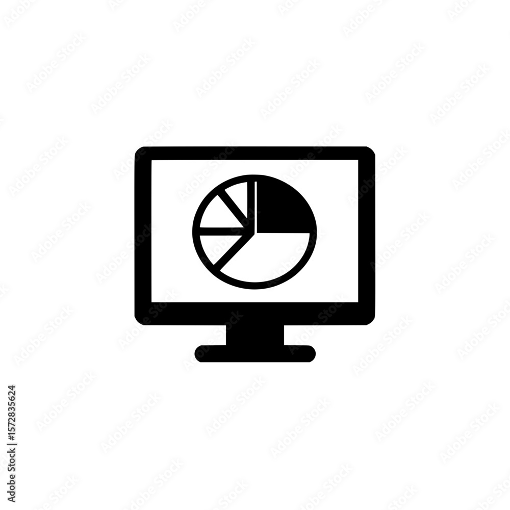 Poster pie chart graphic displayed on computer monitor screen for data analysis and business report