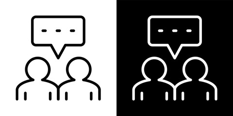 Conversation Chat Icon People Communication Discussion Black White