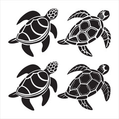 turtle sea icon silhouette vector