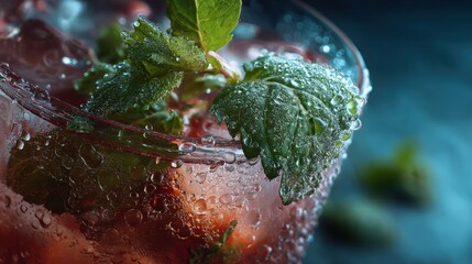 Refreshing mint mojito cocktail bar setting beverage photography indoor close-up summer vibes