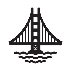 minimalist logo of San Francisco's Golden Gate Bridge on a white background