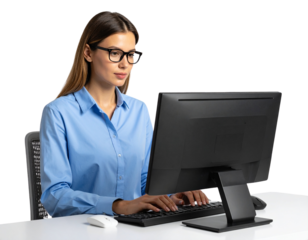 Tech Professional Coding on Computer – Transparent