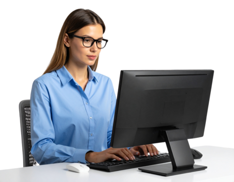 Tech Professional Coding on Computer – Transparent