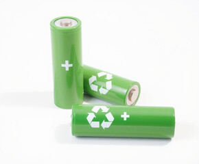 AA Battery with Recycle Icon Isolated on White | Eco-Friendly Power