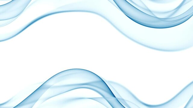 Looping 3D animation - Abstract transparent silky blue waves on a white background