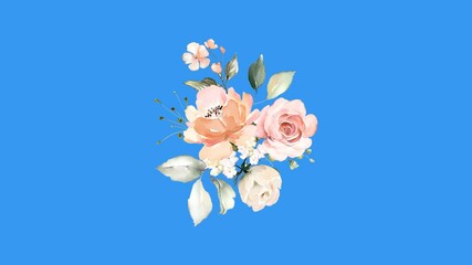 flower animation on blue screen - Powered by Adobe