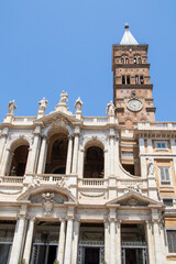 Baroque Facade and Bell Tower of Basilica di Santa Maria Maggiore in Rome.
Baroque facade and bell tower of Santa Maria Maggiore basilica in Rome on a clear sunny day