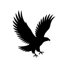 Obraz premium Black Eagle silhouette vector with white background