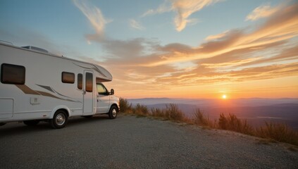 Romantic sunset for RV trip