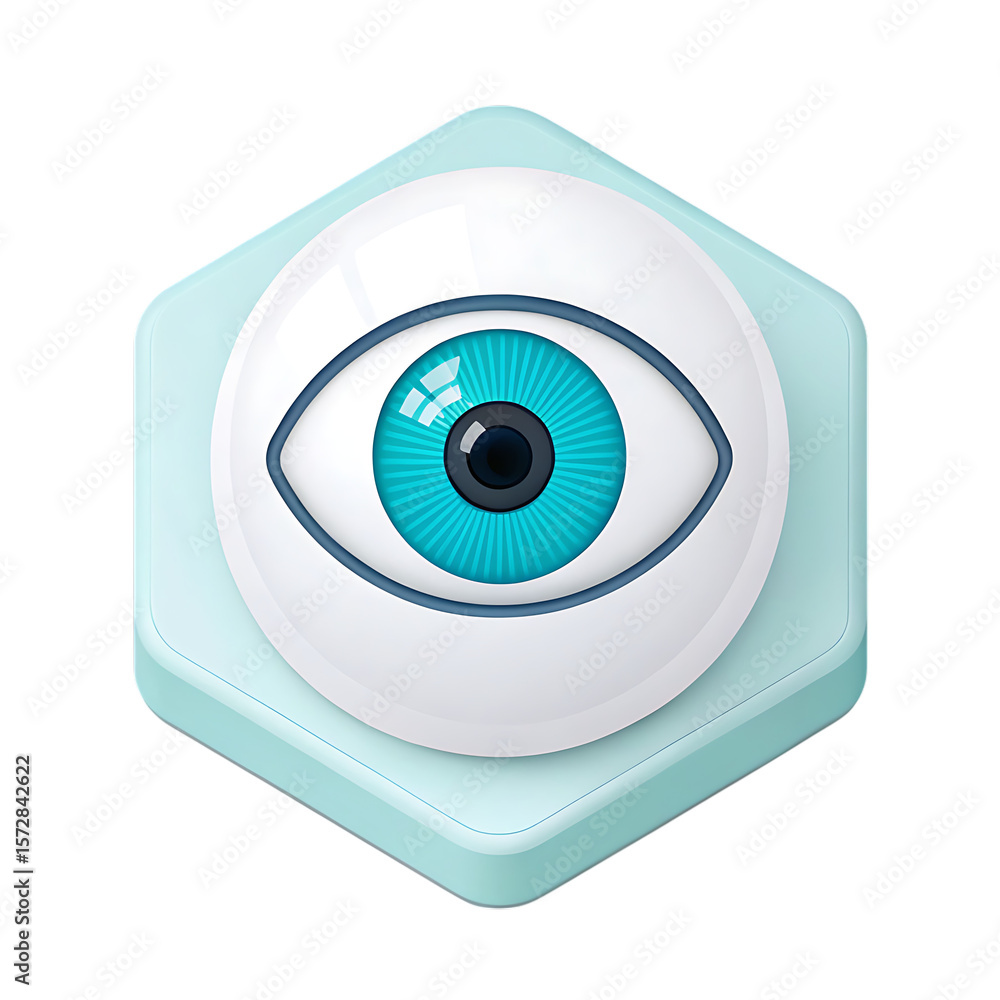 Poster eye icon on hexagonal button vector illustration for web design user interface and mobile applicatio