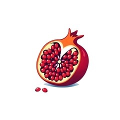 Detailed Pomegranate Fruit and Seed &ndash; Vector Clipart
