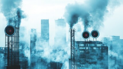 Smog Cityscape: Industrial Pollution and Urban Development