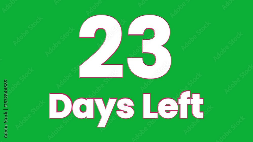 Poster 23 days left, 3d text logo rotation animation on green screen background