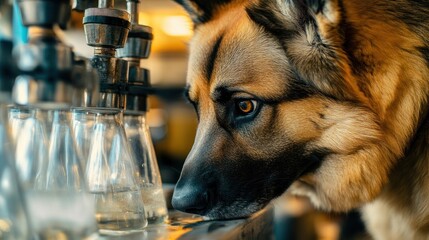 Curious Canine in a Chemistry Lab