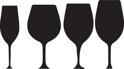Elegant Wine Glass Variety A Silhouette Display of Different Styles of Wine Glasses for an Appealing Visual Representation