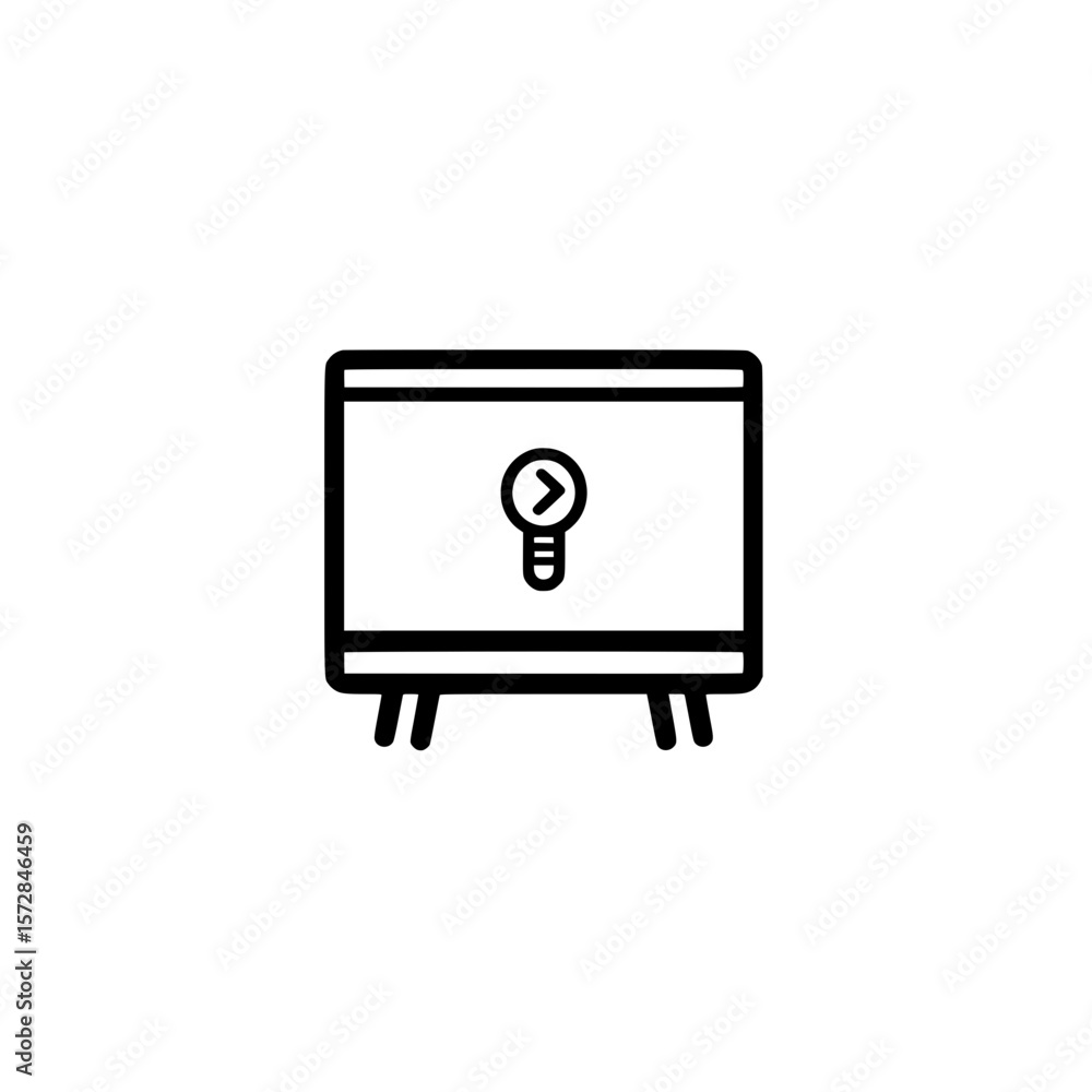 Poster Blackboard Icon with Key Symbol for Secure Educational Content and Access Control Concept Design