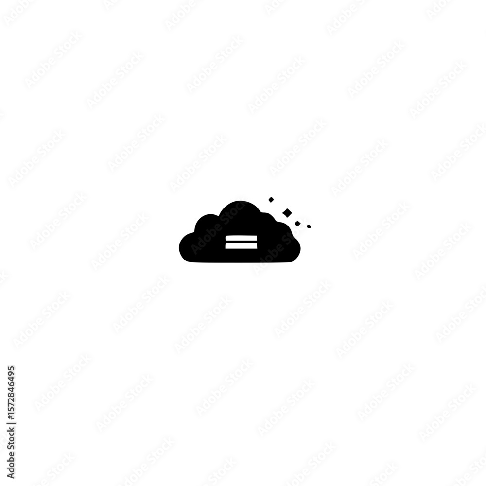 Poster cloud icon with equal sign symbol for data synchronization and cloud storage equality concept