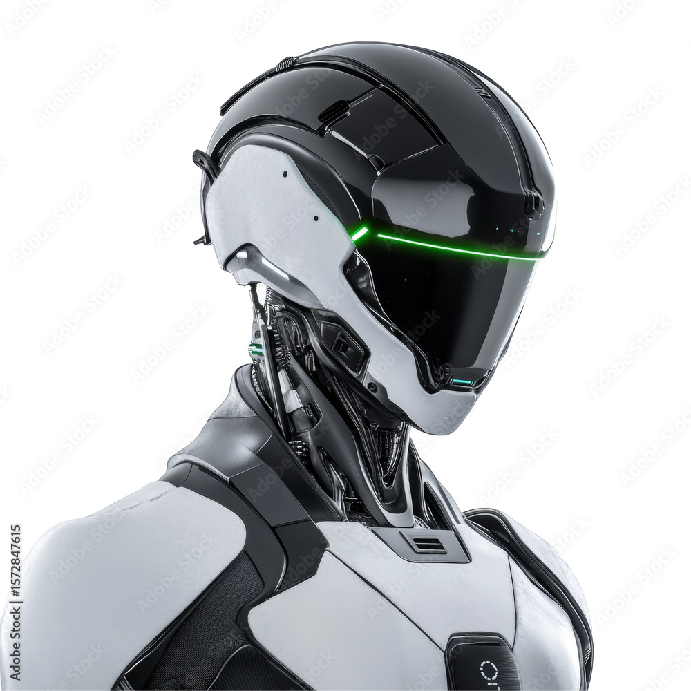 Aufkleber futuristic robot helmet with shiny surface and advanced design detailing