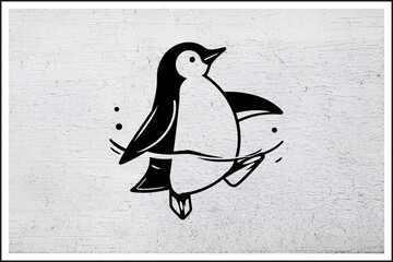 Flying Penguin Vibes, Penguin in Motion, Arctic Glide Illustration, Bold Penguin Sketch,
