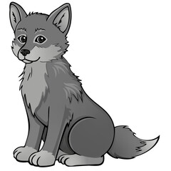 niedlicher sitzender Wolf Welpe