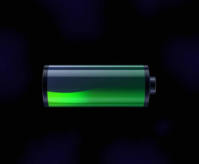 Green battery vector illustration on black background