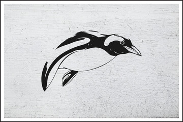 Flying Penguin Vibes, Penguin in Motion, Arctic Glide Illustration, Bold Penguin Sketch,