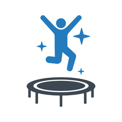 Man jumping joyfully on a trampoline icon