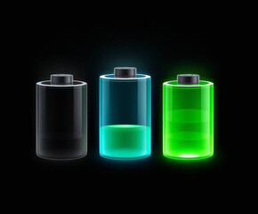 Green battery vector illustration on black background