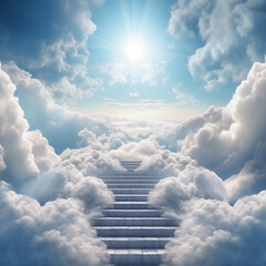 Stairway to Heaven, Clouds, Heaven's Gate,  Dreamy Cloudscape with Sun Rays