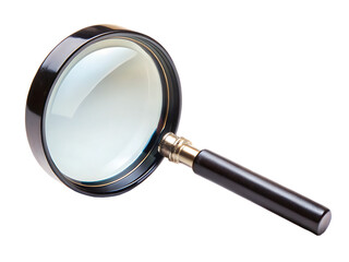 black magnifying glass lens classic vintage retro on white background, PNG