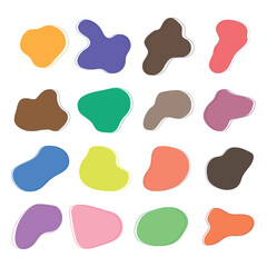 Blob shape organic set. Fluid cooler blob shape vector for abstract design. Irregular random minimal blob form. Abstract watery forms template. Organic blobs set icon on transparent background. 