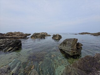 Obraz premium Calm and beautiful seascape background, Yeongdeok sea, South Korea - 고요하고 아름다운 바다 경치 배경, 영덕 바다, 한국