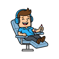 Cartoon man donating blood