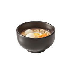 Black bowl of sweet glutinous rice balls with ginger syrup and warm presentation
