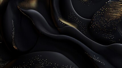 Abstract black and gold design with dynamic curves and intricate details and soft patterns