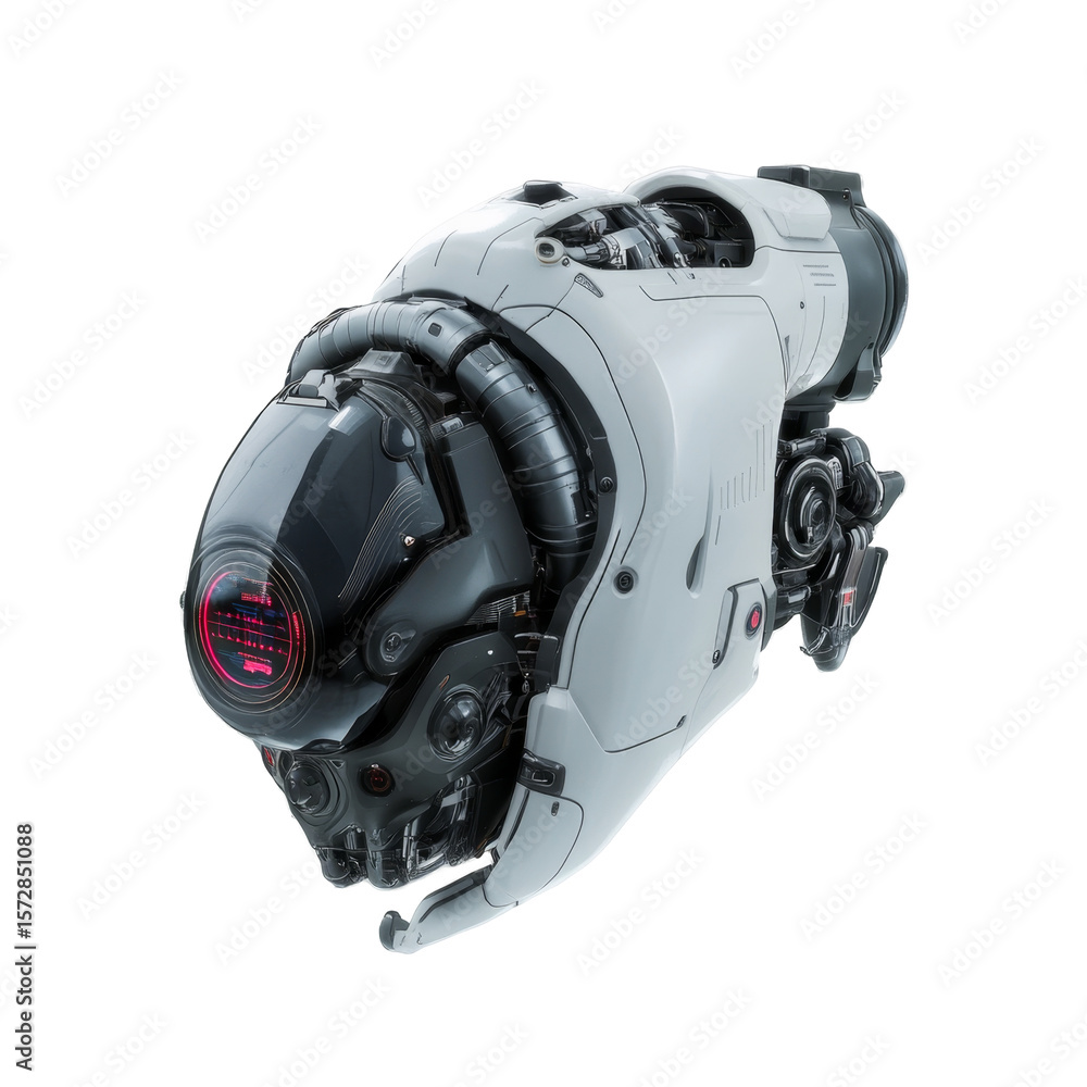 Aufkleber futuristic robot head with metallic design and advanced technology components