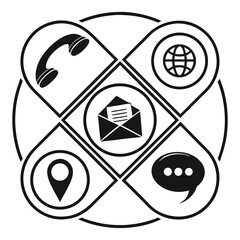 Contact icons in circular layout