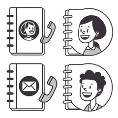 Contact icons notebook illustration