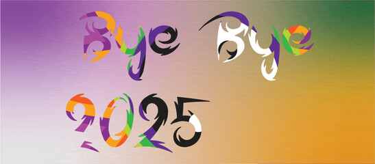 Playful Cat Illustration Saying Goodbye to 2025 with Transparent Background playful cat illustration bidding farewell 2025