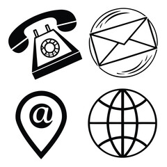 Contact icons on white background