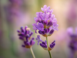 Obraz premium Close-Up of a Lavender Spike in Full Bloom Under Natural Light