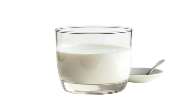 A refreshing glass of white milk sits on a table, offering a healthy and nutritious beverage option for breakfast or any time of day isolated on transparent background